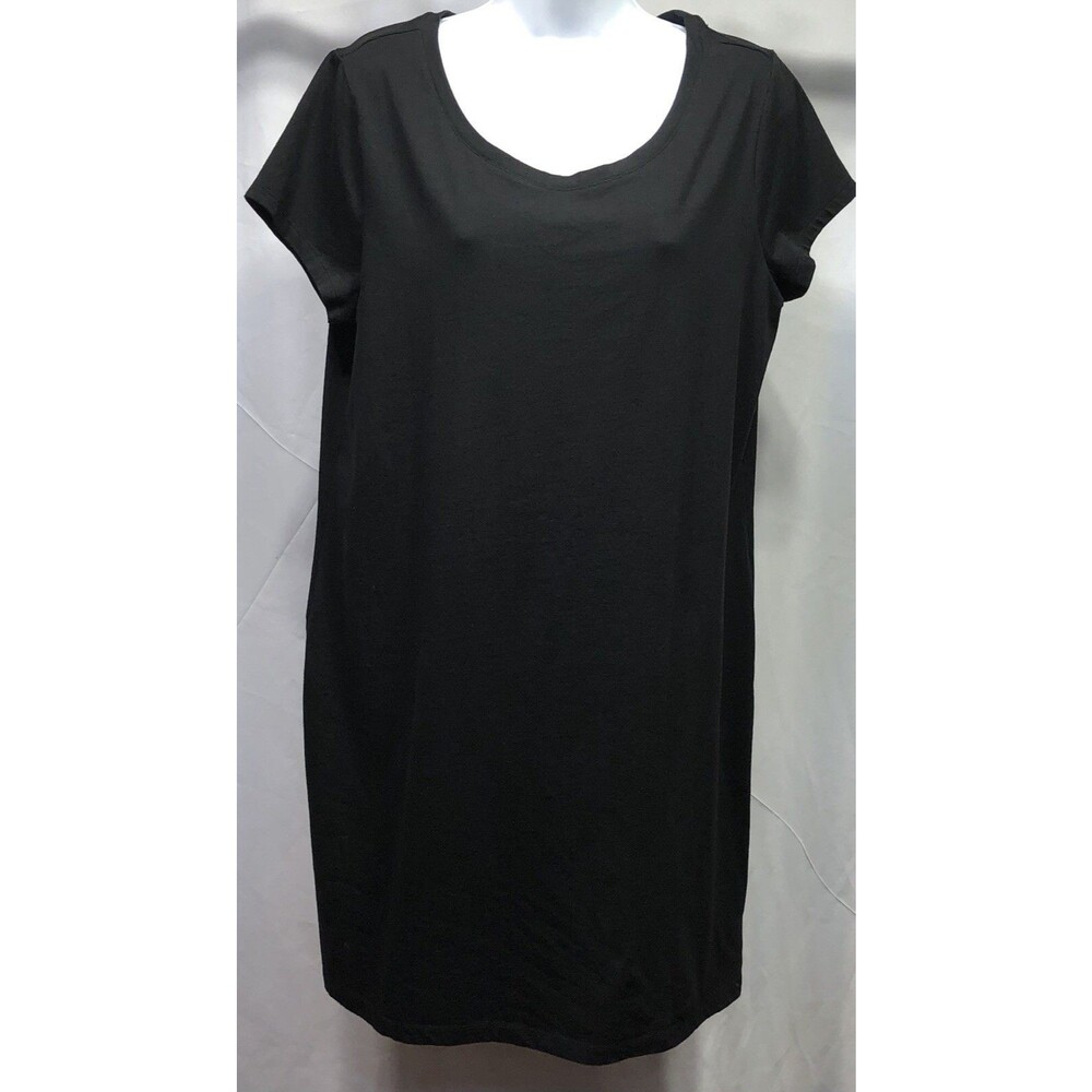 Faded Glory Tee t-shirt dress XL Black Knee Short sleeve sporty Comfort